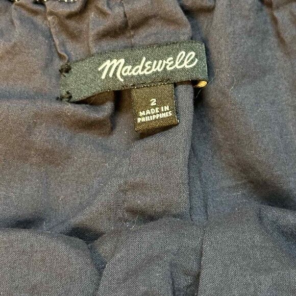 Madewell $98 off-the-shoulder bell-sleeve dress Size2 G3457 In Deep Navy - Picture 6 of 10